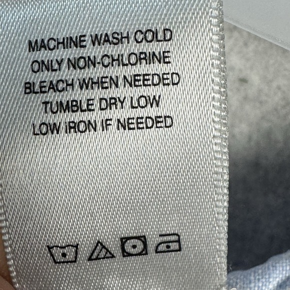 John Mark Linen Top Ruched Sleeve Button Down Tunic M Blue White Striped Coastal - Picture 8 of 9